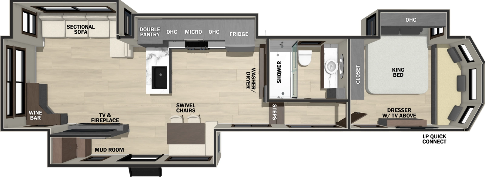 Cedar Creek Cottage Fifth Wheels 412FWC Floorplan